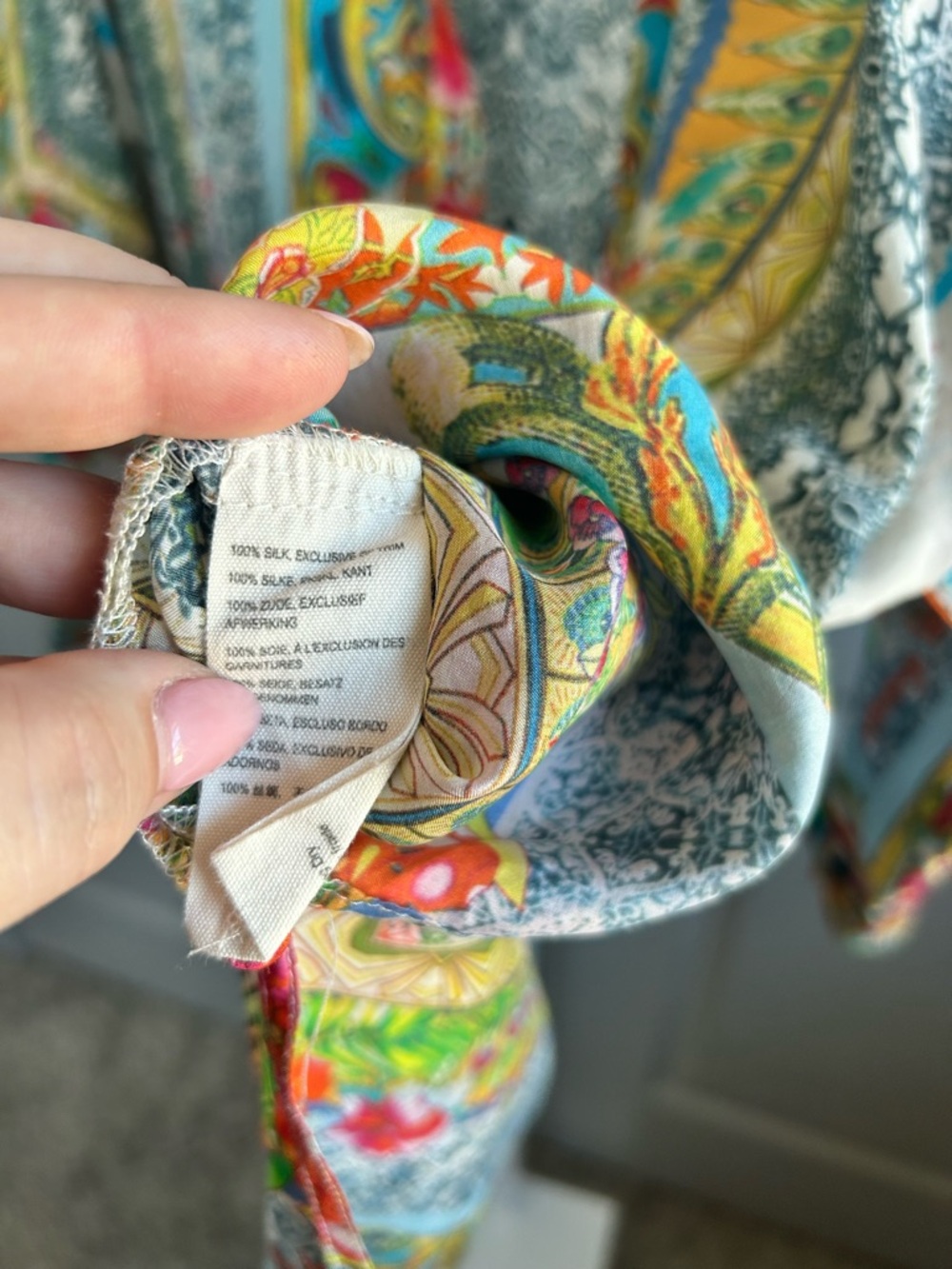 Johnny Was Silk Boho Tunic Blouse Oversized Floral Print Size S coastal boho #78 - Picture 8 of 10